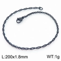 Pulsera de cadena trenzada negra con cierre de langosta, longitud 200 mm y ancho 1,8 mm - 1.8mm Negro / 20cm