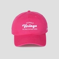 Detail of high-quality embroidery on rose red cotton baseball cap with vintage lettering - M (56-58cm) / Rose Red