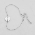 Silver hollow round initial J bracelet with thin chain and adjustable lobster clasp - Silver J