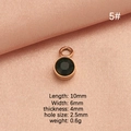 Rose gold stainless steel birthstone pendant with round dark green gem and size specs - Dark Green