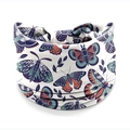 Elastic wide headband with vintage orange and blue butterfly print and knotted design - Style 128