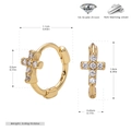 Vista de detalle de pendientes de aro con cruz en plata S925 dorada y circonitas con medidas - Plata 925 / Plata 925 chapada en oro amarillo