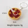 Miniature gold bowl soup keychain with red dates and lotus seeds charm, 3cm wide - 3cm Gold Bowl-No.4 (Keychain)