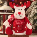 Christmas reindeer gift bag with heart window and Happy Holiday embroidery - Joyful Christmas Bag - Reindeer
