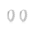 Orecchini a cerchio in argento sterling S925 con scintillanti zirconi chiari - Argento 925 / Platino Pietra Bianca