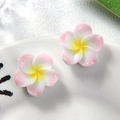 Close-up of pink and yellow gradient frangipani flowers for DIY hair accessories - Small Sakura Pink