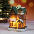 Maison de Noël lumineuse en résine avec toit enneigé et lumière LED chaude scintillante - Style I