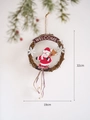 Weihnachtlicher Rattankranz mit Schneemann und Welcome-Schild, karierter Schmuck 32cm - Willkommensschild Schneemann-Stil