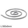 Chaîne box en acier inoxydable argenté, largeur 5mm et longueur 500mm, vue enroulée - Longueur 45cm / Largeur 5mm / Argent