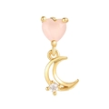 Pendiente con corazón de cristal rosa y colgante de luna dorada con circonita blanca - EGD0445 / Dorado