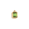 18K gold plated stainless steel square pendant with emerald green center stone - August (Peridot Green) / Gold