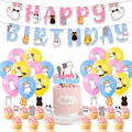 Set decorazioni compleanno gatto con striscioni palloncini e topper torta pastello - Set di Decorazioni per Festa a Tema Gatto