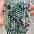 Natur-Fluorit Perlenstrang in Violett und Grün für die DIY-Schmuckherstellung und Design - 12mm Ca. 31 Stück / 3A Natürlicher Regenbogen-Fluorit
