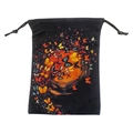 Black velvet tarot bag with colorful butterfly print and drawstring closure for storage - No.113 Butterflies / 13x18cm