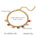 Detailed dimensions and weight of the gold stainless steel bracelet with colored zircons - Multicolor Round Zirconia Style (HC-B20261-MX)