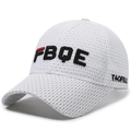 Gorra de béisbol de malla blanca transpirable con bordado FBQE negro y visera solar - Ajustable / Blanco