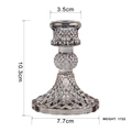 Smoky grey diamond patterned glass candle holder stand with geometric texture - Diamond Smoke Grey