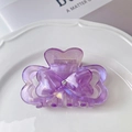 Purple translucent bow-shaped hair claw clip with rhinestones on a white plate - 6# Iridescent Purple