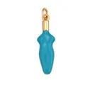 Turquoise drip oil brass bra pendant with gold plating and cubic zirconia inlay - Torso Shape-Turquoise