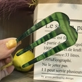 U-shaped hair pin in deep green marble pattern acetate for chic hair styling - 3-Prong Design / Green 3-Prong Hair Fork