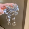 48# 925 Sterling Silver Earring Post - Silver Floral Tassel