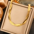 Gold Three-Strand Braided Snake Chain Necklace