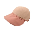 Cappello da sole in paglia rosa da donna con tesa larga e stemma dorato per mare e spiaggia - M (56-58cm) / Rosa