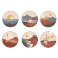 DIY diamond painting coasters set featuring desert landscape patterns and round drills - Natural Landscape (With Metal Stand) / 6-Piece Set