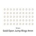 50 goldene 4mm offene Biegeringe für DIY Schmuckherstellung ordentlich angeordnet - Goldene offene Binderinge 4mm (50 Stück)