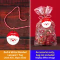 50pcs Christmas Santa tags with 35cm red and white cotton cords for gift packaging - Santa Claus Tag Lanyard Accessory