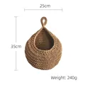 Hand-woven brown teardrop fruit basket made of cotton rope, 25x35cm size, 240g weight - 25*35cm / Brown