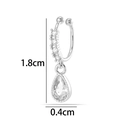 Silver-finished geometric copper ear cuff with pear-cut zircon crystals and size markings - Teardrop Style (2625-8#) / Silver