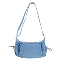 Hellblaue Jeans-Umhängetasche für Kinder mit verstellbarem Gurt und Tunnelzug-Details - Blau