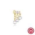 S925 sterling silver gold drop earring with zircon tassels and polished mirror reflection - Teardrop Tassel Gold (#12)