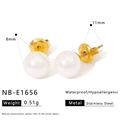 Technische afmetingen van 8mm pareloorbellen met gouden roestvrijstalen steker - 8mm Parelstijl (NB-E1656)