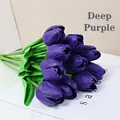 Single bundle of realistic deep purple PU tulips for elegant home floral decoration - Dark Purple