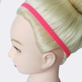 Pink elastic silicone yoga headband for sports and running shown on a model - Fluorescent Pink