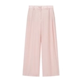 Pink wide-leg trousers for women with split design and draped high-density fabric - XS / Casual Pants
