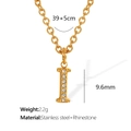 Elegant gold stainless steel letter I pendant necklace with sparkling rhinestones - Letter I