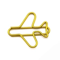Golden airplane shaped metal paperclip creative stationery office supplies for organizing - Gold