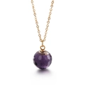 Collier en titane avec chaîne dorée et pendentif boule en cristal violet facetté - Violet (KN89000-K)