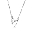 Elegant intertwined double heart pendant necklace in polished silver finish for women - Silver (x336)