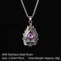 Collana con teschio gotico e occhio viola con catena in acciaio inossidabile da 70cm - Fiamma Malocchio 2