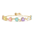 18K gold plated bracelet featuring colorful enamel hearts and evil eye cubic zirconia - Multicolor