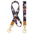 Bloemenprint polsband en nekkoord set met goudkleurige sluiting en lederen versterking - Roze Grote Bloemen