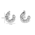 Detail of silver geometric earrings with hammered texture and 1.9cm height specifications - JH0105 / Steel