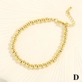 Detail of gold beaded bracelet featuring a secure lobster clasp and adjustable extension chain - Bead Bracelet (BR1738) / 5mm Pack / Gold