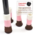 Knitted chair leg cover in tricolor pink and brown with anti-slip silicone strips - Fits Perimeter 6-17cm / Pink and White Striped (With Silicone Strips)