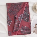 Deep red paisley pattern scarf with soft fringes and warm cashmere-like texture - Paisley Red