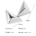 Polierte silberne Edelstahl-Ohrstecker in großer Dreiecksform 4,06 cm x 3,12 cm - Dreieck Silber Stil (SE010026-S)